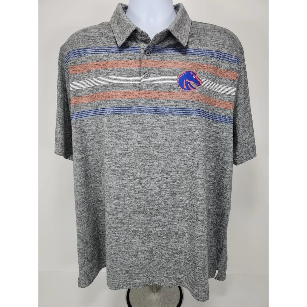 Captivating Apparel BSU Boise Sate Broncos Gray Polo Shirt Size‎ 2XL Men's EUC